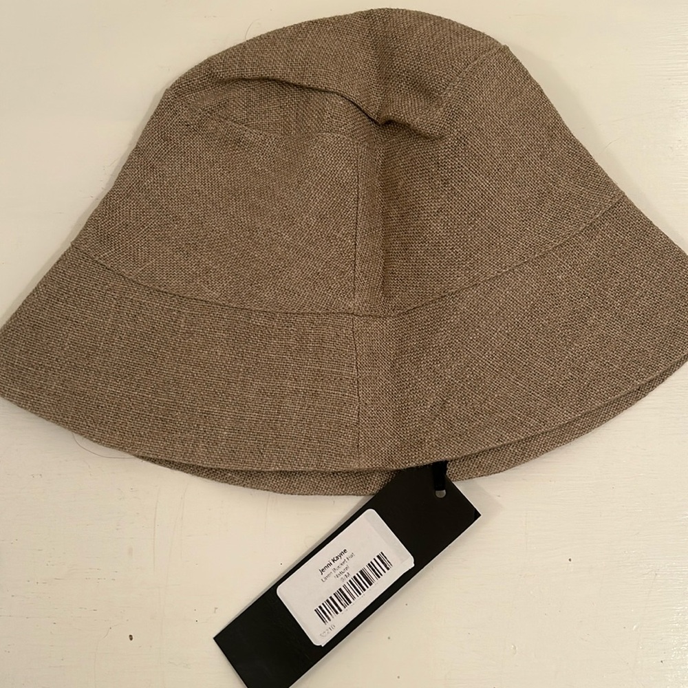 Jenni Kaye Natural Linen Bucket Hat, Size S/M